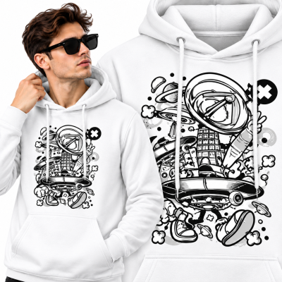 BLUZA Z KAPTUREM ANIMOWANA   UFO